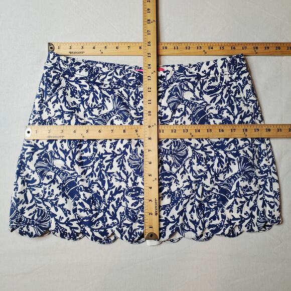 Lilly Pulitzer Womens Size 12 Colette Scallop Hem Skort Blue Nautical 001746 - Picture 2 of 7